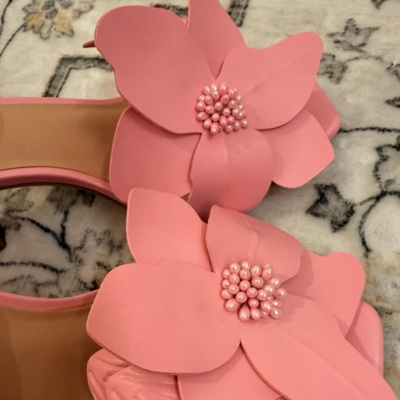 A New Day Women's Pink Flower Square Toe Strappy Sandals - Picture 2 of 4